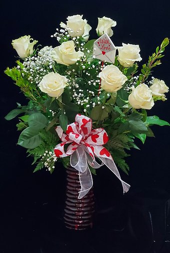 Valentines Dozen premium White Roses