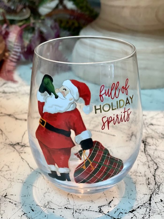 Santa Stemless Wine glass