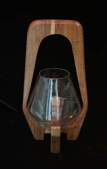 Oval Wooden Candle Holder