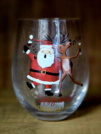 Tipsy and bright wine glass
