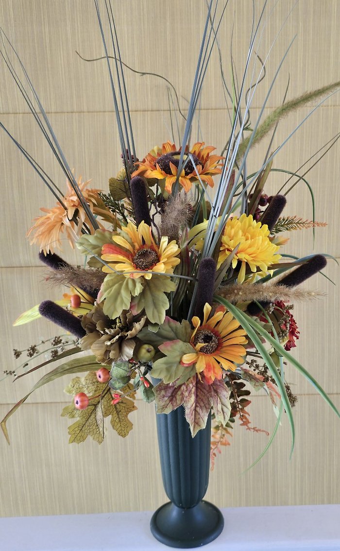 Autumn silk cemetery arrangemebt