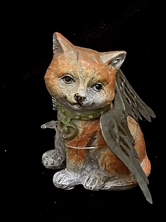 Cat Memorial with Metal Wings