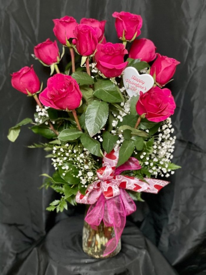 Valentines Dozen premium Hot Pink Roses