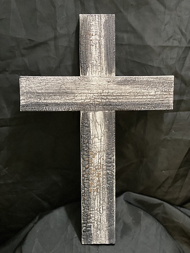 Burnt faux wood cross