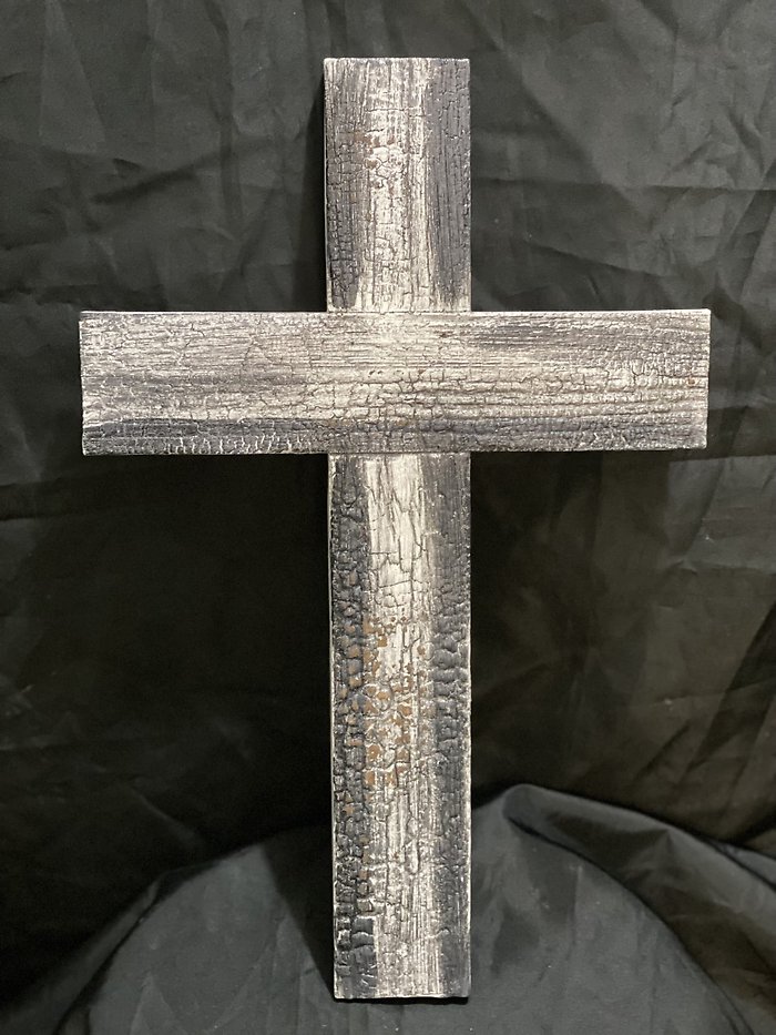 Burnt faux wood cross