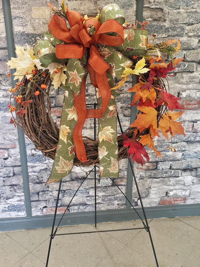 Fall grapevine silk on easel.