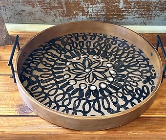 Boho Black/Brown Serving Tray