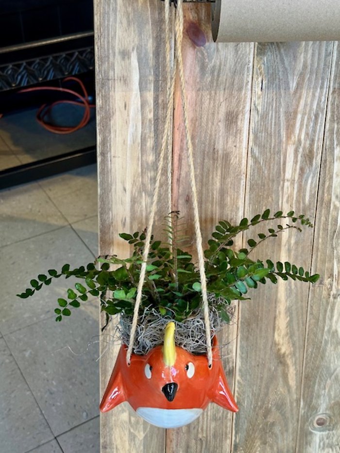Orange Ceramic Hanging Bird Planter