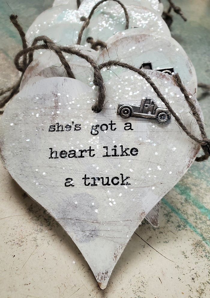 Badass wooden heart \"heart like a truck\"