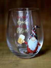 Not Drunk, I\'m Festive wine glass and shot glass