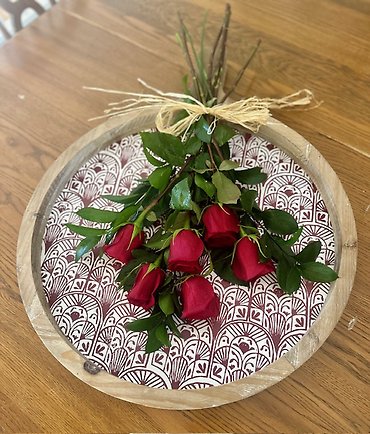 Red Roses and Red Boho Tray