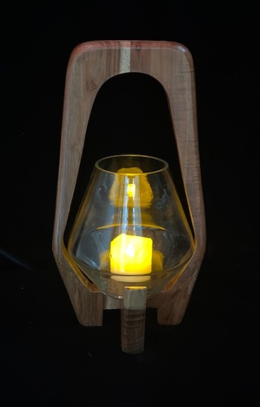 Oval Wooden Candle Holder