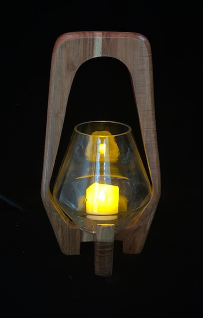 Oval Wooden Candle Holder
