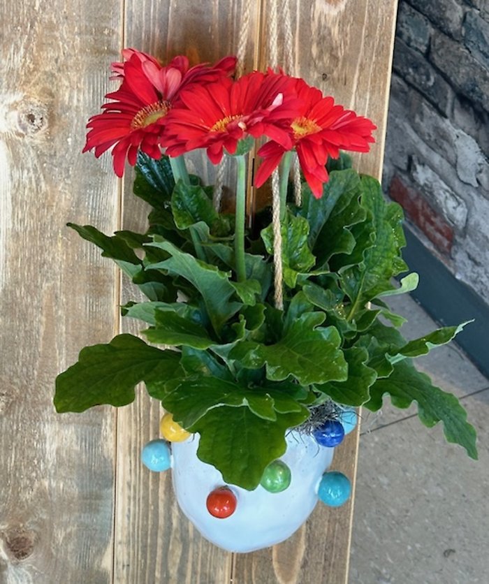 Polka Dot Hanging Planter
