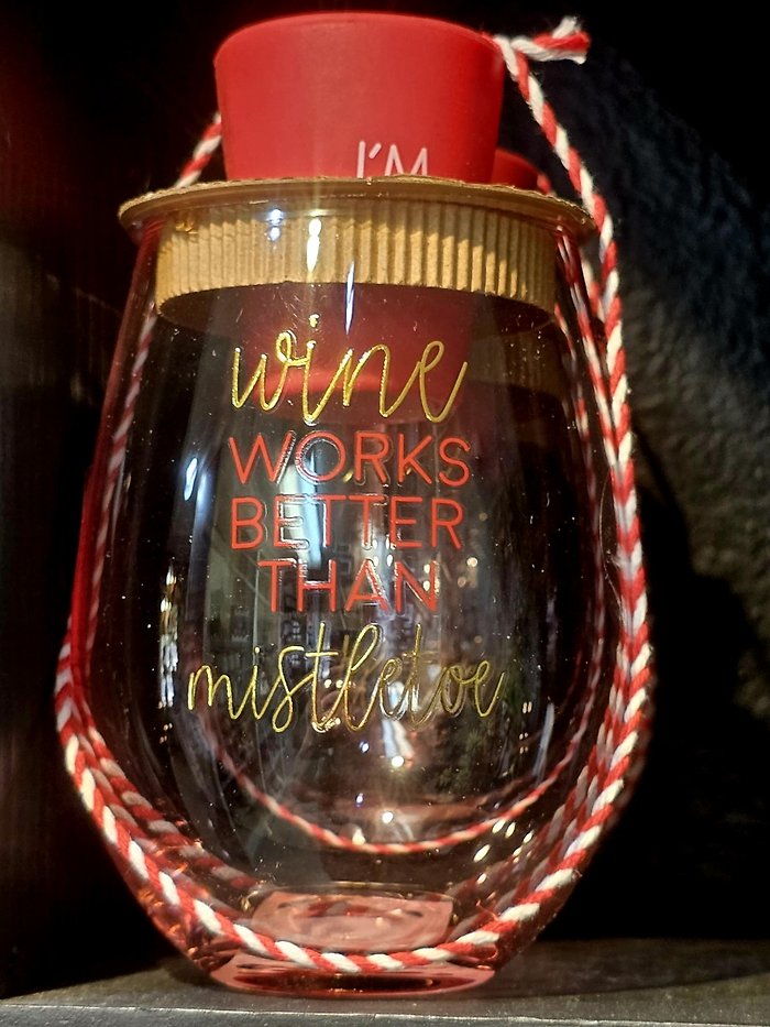 Wine works better than Mistletoe wine glass