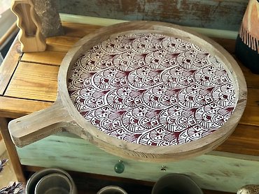 Red Roses and Red Boho Tray
